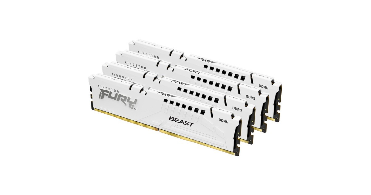 Kingston FURY DIMM 64 GB DDR5-5600 (4x 16 GB) Quad-Kit, Arbeitsspeicher(weiß, KF556C40BWK4-64, Fury Beast, INTEL XMP)