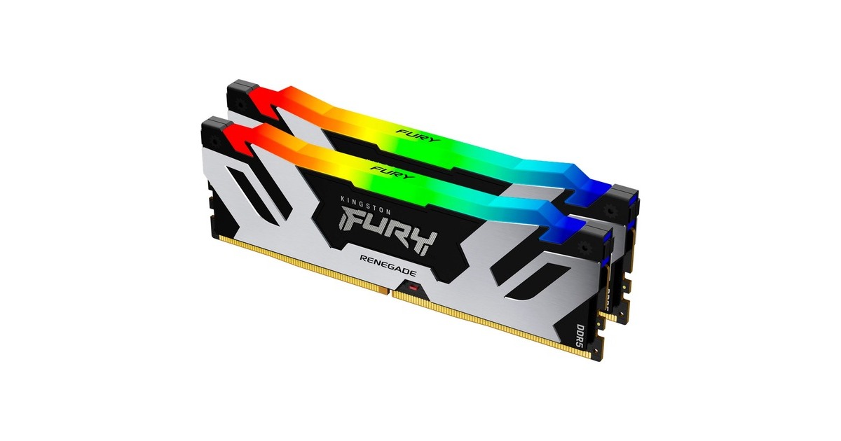Kingston FURY DIMM 64 GB DDR5-6000 (2x 32 GB) Dual-Kit, Arbeitsspeicher(schwarz/silber, KF560C32RSAK2-64, Fury Renegade RGB, INTEL XMP)