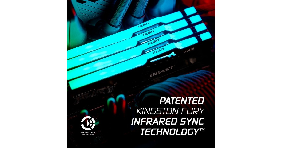 Kingston FURY DIMM 64 GB DDR5-6000 (2x 32 GB) Dual-Kit, Arbeitsspeicher(weiß, KF560C36BWEAK2-64, Beast RGB, INTEL XMP, AMD EXPO)