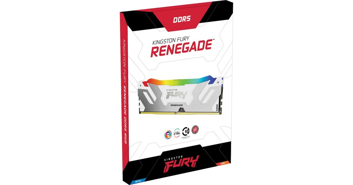 Kingston FURY DIMM 64 GB DDR5-6000 (2x 32 GB) Dual-Kit, Arbeitsspeicher(weiß, KF560C32RWAK2-64, Renegade RGB, INTEL XMP)