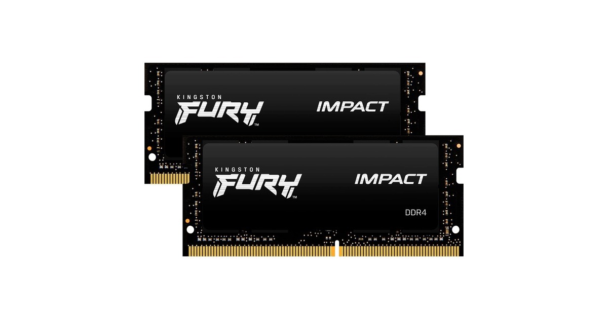 Kingston FURY SO-DIMM 64 GB DDR4-3200 (2x 32 GB) Dual-Kit, Arbeitsspeicher(schwarz, KF432S20IBK2/64, Impact, INTEL XMP) Kingston FURY SO-DIMM 64 GB DDR4-3200 (2x 32 GB) Dual-Kit, Arbeitsspeicher(schwarz, KF432S20IBK2/64, Impact, INTEL XMP)