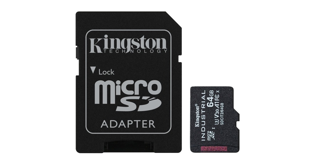 Kingston Industrial 64 GB microSDHC, Speicherkarte(schwarz, UHS-I U3, Class 10, V30, A1)