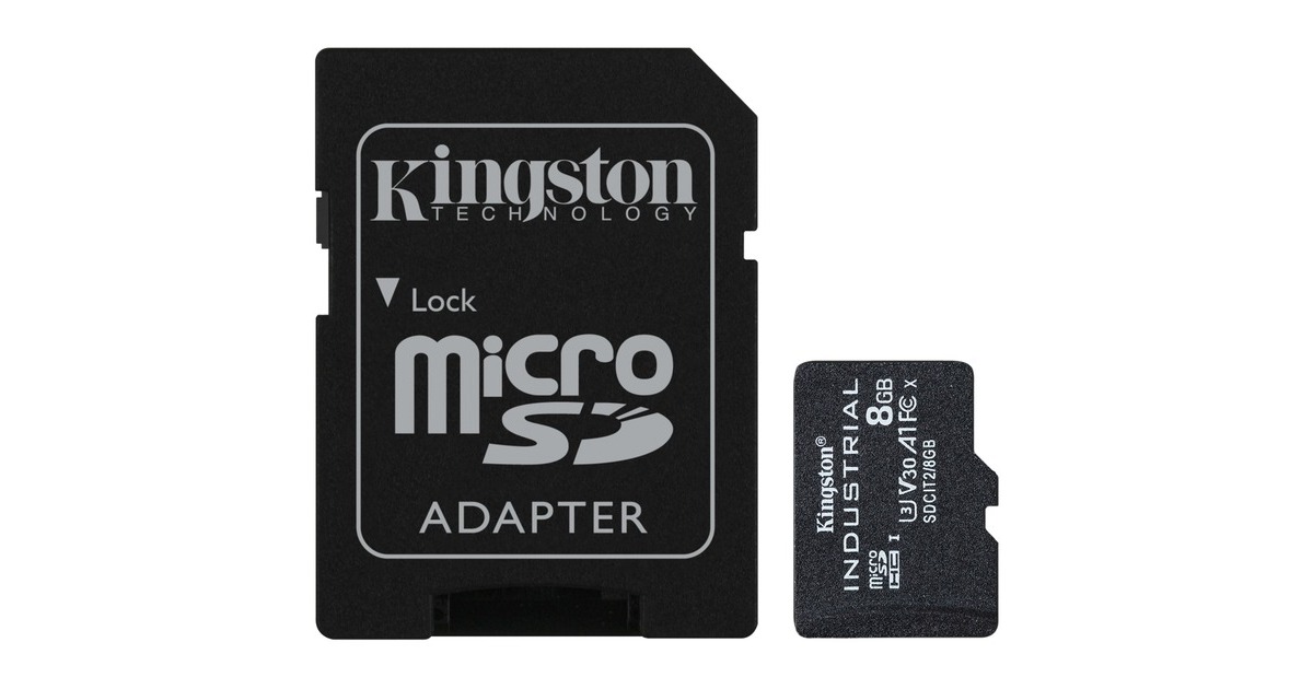 Kingston Industrial 8 GB microSDHC, Speicherkarte(schwarz, UHS-I U3, Class 10, V30, A1)