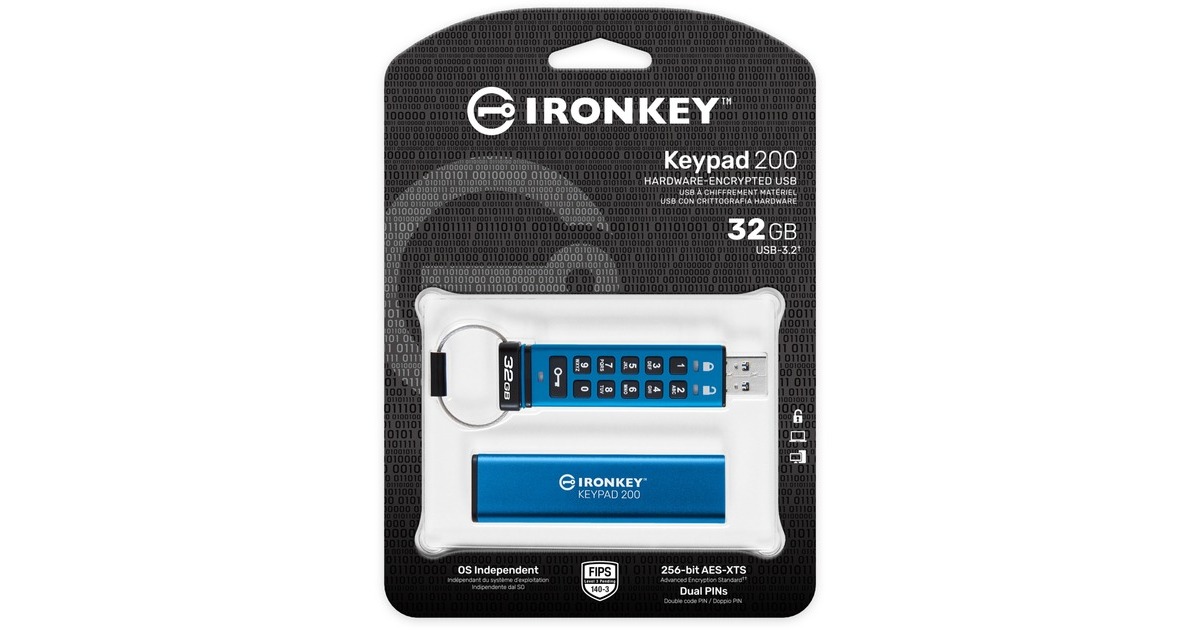 Kingston IronKey Keypad 200 32 GB, USB-Stick(USB-A 3.2 Gen 1)