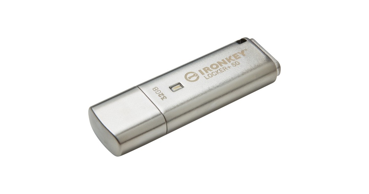 Kingston IronKey Locker+ 50 32 GB, USB-Stick(aluminium, USB-A 3.2 Gen 1)