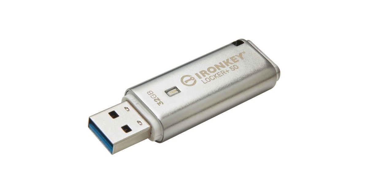 Kingston IronKey Locker+ 50 32 GB, USB-Stick(aluminium, USB-A 3.2 Gen 1)