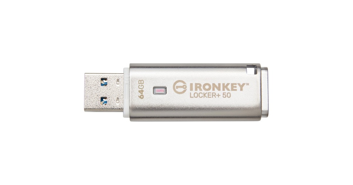 Kingston IronKey Locker+ 50 64 GB, USB-Stick(aluminium, USB-A 3.2 Gen 1)
