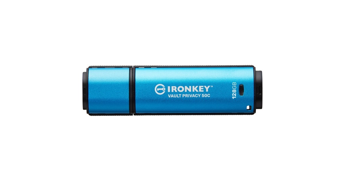 Kingston IronKey Vault Privacy 50 128 GB, USB-Stick(hellblau/schwarz, USB-C 3.2 Gen 1)