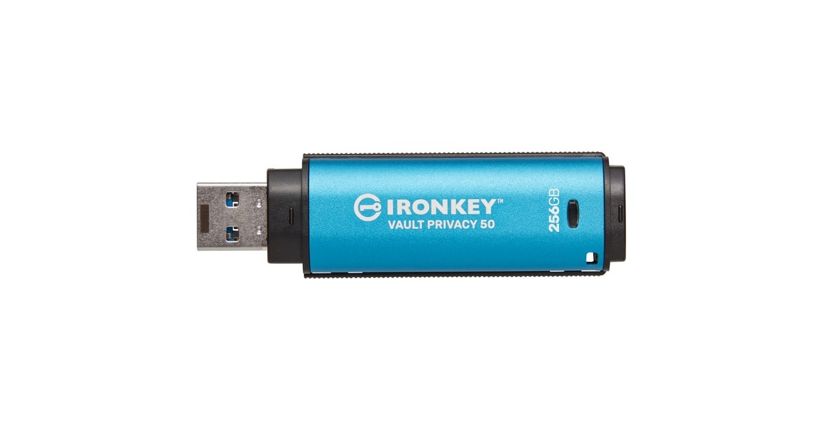 Kingston IronKey Vault Privacy 50 256 GB, USB-Stick(hellblau/schwarz, USB-A 3.2 Gen 1)