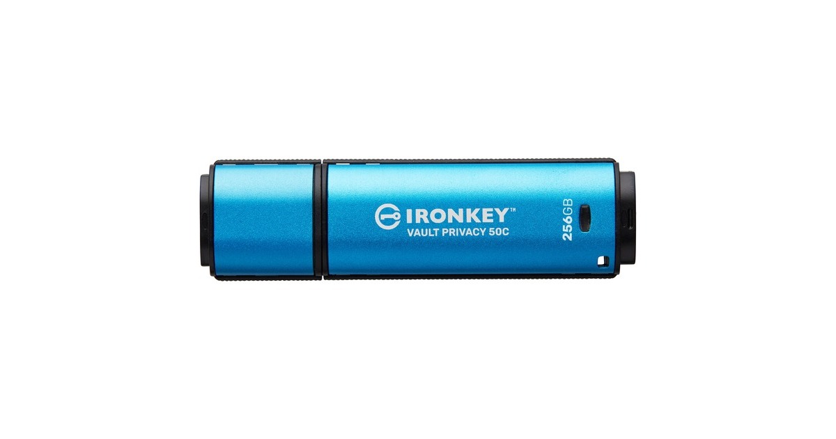 Kingston IronKey Vault Privacy 50 256 GB, USB-Stick(hellblau/schwarz, USB-C 3.2 Gen 1)