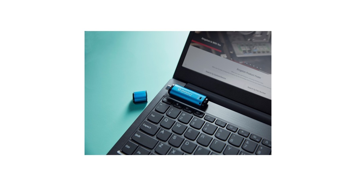 Kingston IronKey Vault Privacy 50 256 GB, USB-Stick(hellblau/schwarz, USB-C 3.2 Gen 1)