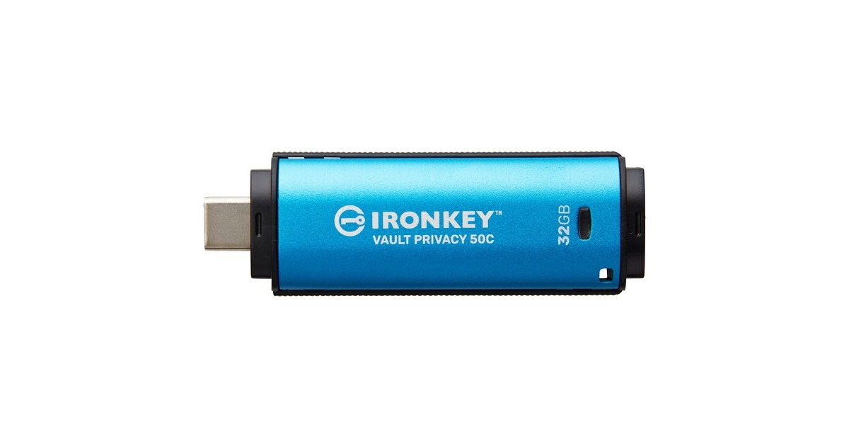 Kingston IronKey Vault Privacy 50 32 GB, USB-Stick(hellblau/schwarz, USB-C 3.2 Gen 1)