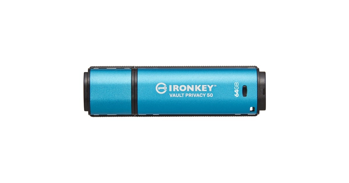 Kingston IronKey Vault Privacy 50 64 GB, USB-Stick(hellblau/schwarz, USB-A 3.2 Gen 1)