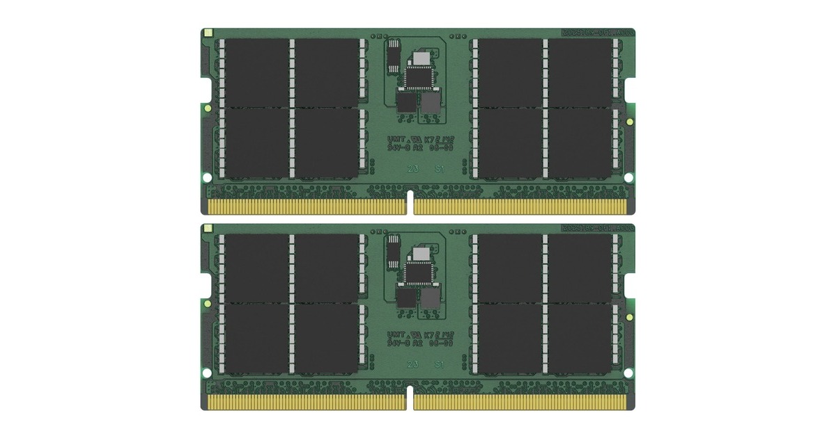 Kingston SO-DIMM 64 GB DDR5-5200 (2x 32 GB) Dual-Kit, Arbeitsspeicher(grün, KVR52S42BD8K2-64, Value RAM)