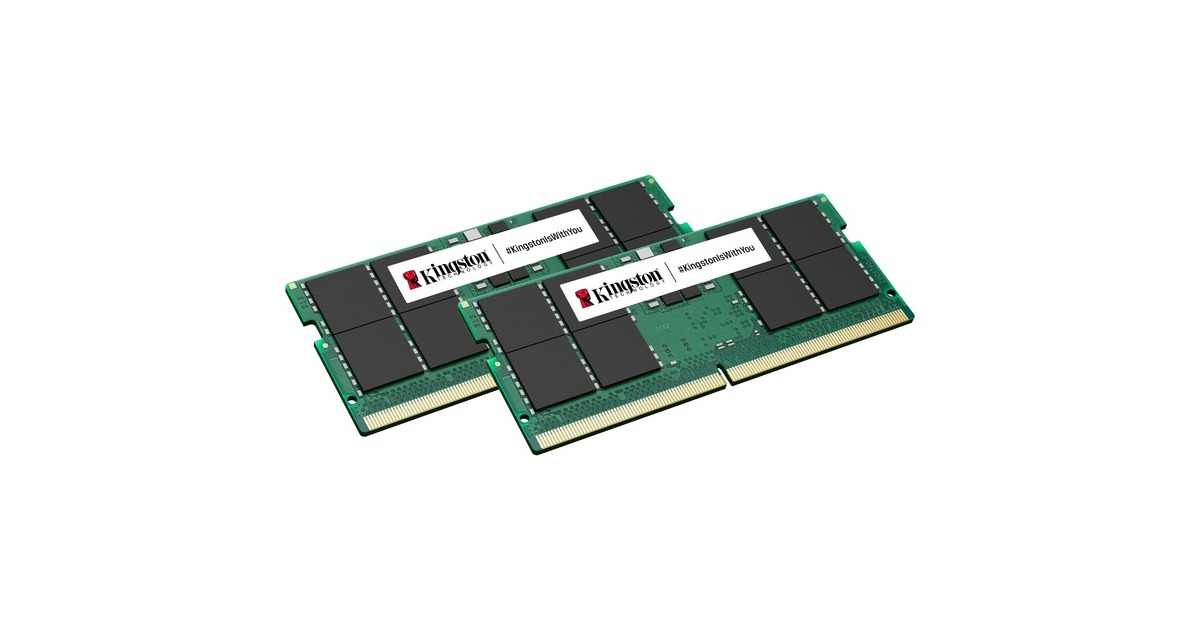 Kingston SO-DIMM 64 GB DDR5-5600 (2x 32 GB) Dual-Kit, Arbeitsspeicher(grün, KVR56S46BD8K2-64, Value RAM)