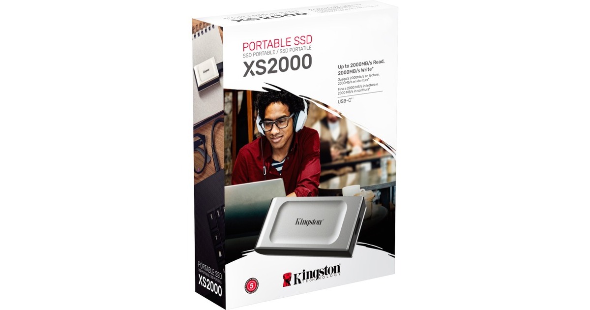 Kingston XS2000 Portable SSD 4 TB, Externe SSD(silber/schwarz, USB-C 3.2 Gen 2x2 (20 Gbit/s))