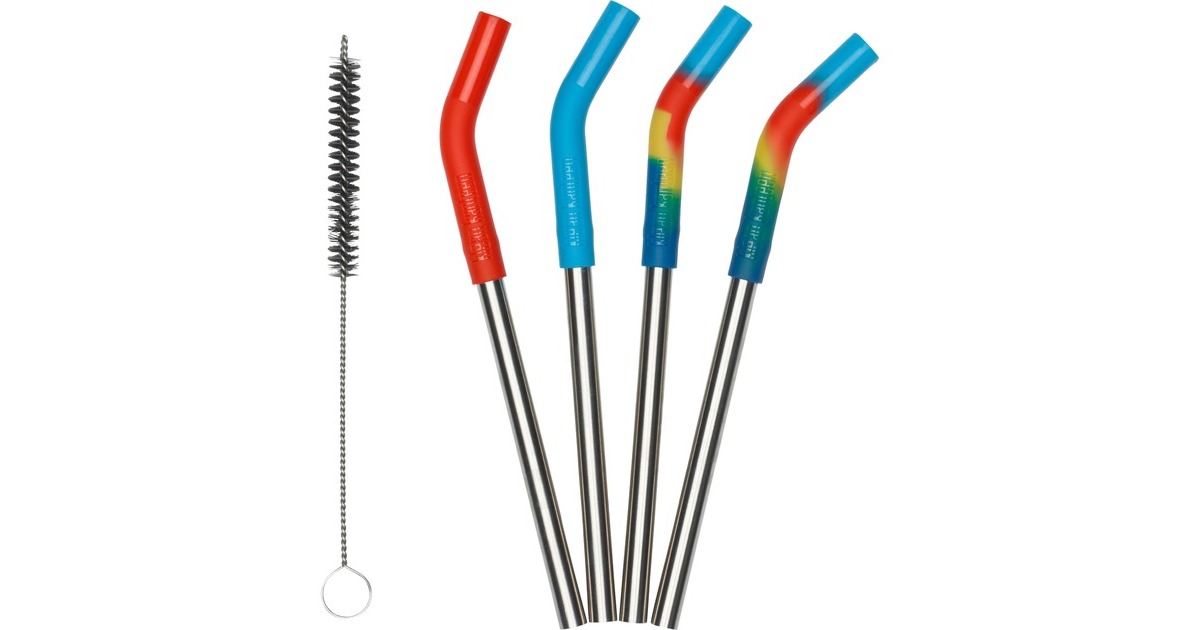 Klean Kanteen Trinkhalme aus Edelstahl, kurz(edelstahl/mehrfarbig, 4 Stück)