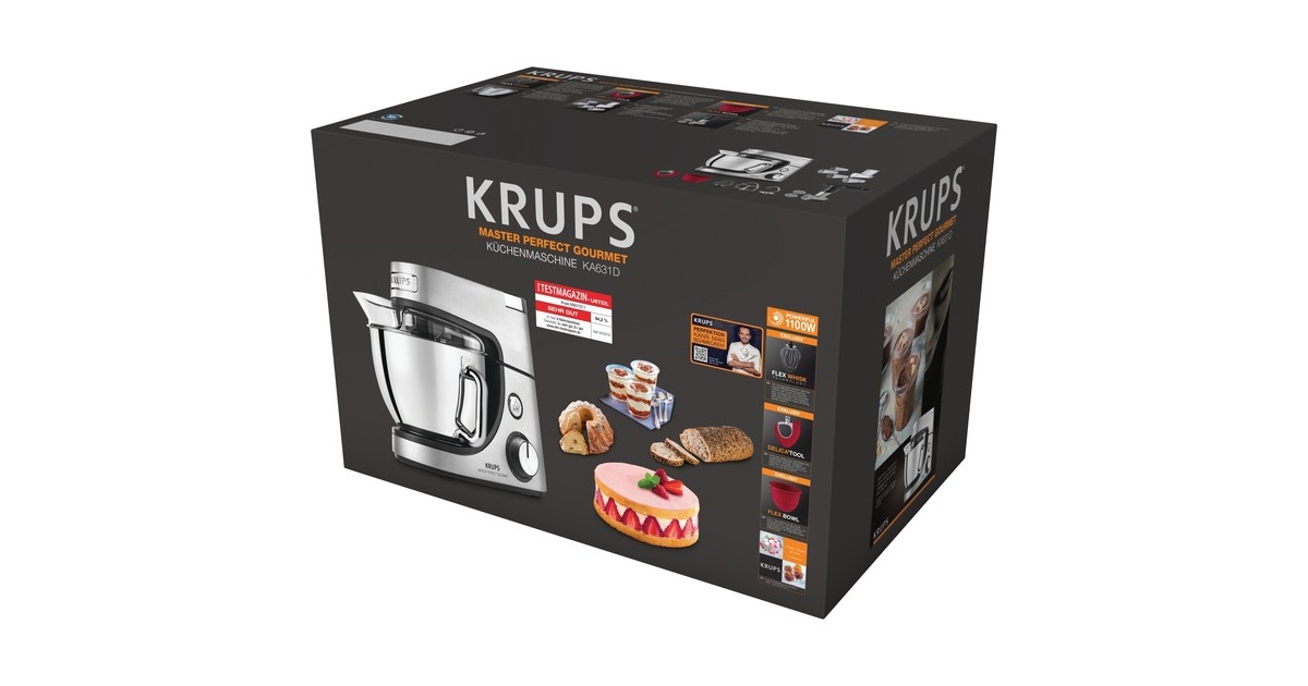 Krups Master Perfect Gourmet Küchenmaschine KA631D(edelstahl (gebürstet), 1.100 Watt)