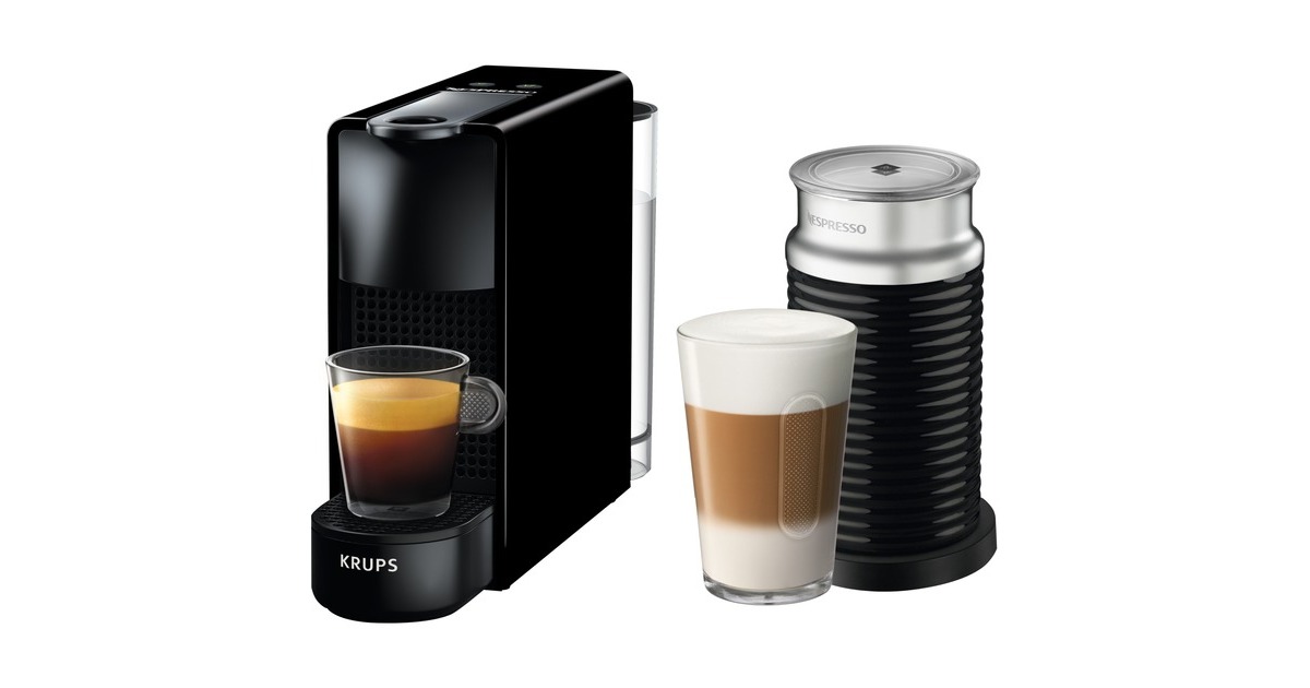 Krups Nespresso Essenza Mini & Aeroccino3, Kapselmaschine(schwarz)