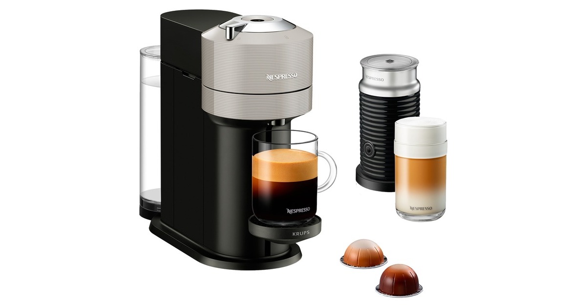 Krups Nespresso Vertuo Next & Aeroccino XN911B, Kapselmaschine(hellgrau/schwarz)
