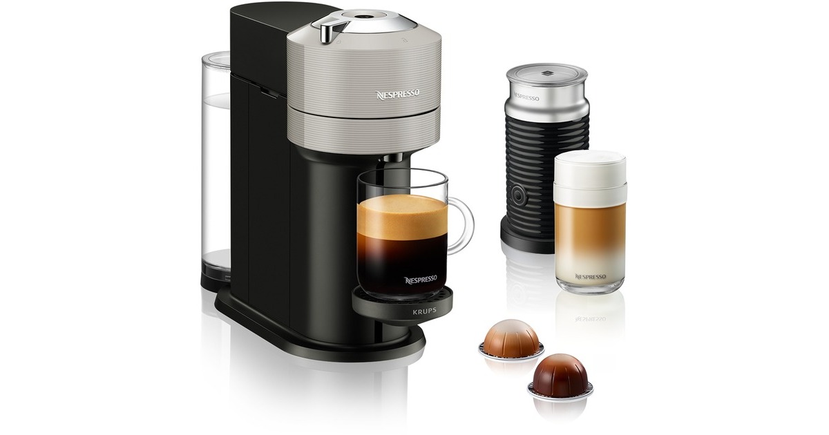Krups Nespresso Vertuo Next & Aeroccino XN911B, Kapselmaschine(hellgrau/schwarz)