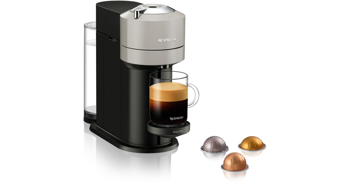 Krups Nespresso Vertuo Next & Aeroccino XN911B, Kapselmaschine(hellgrau/schwarz)