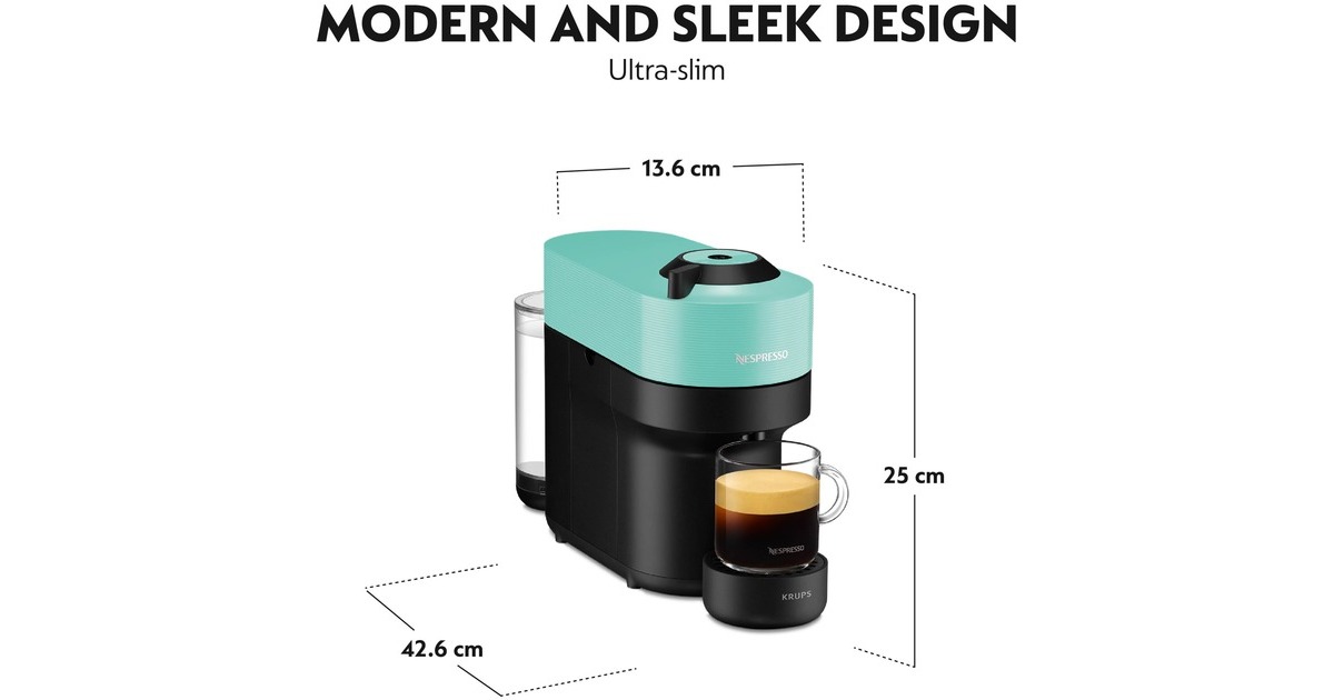 Krups Nespresso Vertuo Pop Aqua Mint XN9204, Kapselmaschine(schwarz/mint)