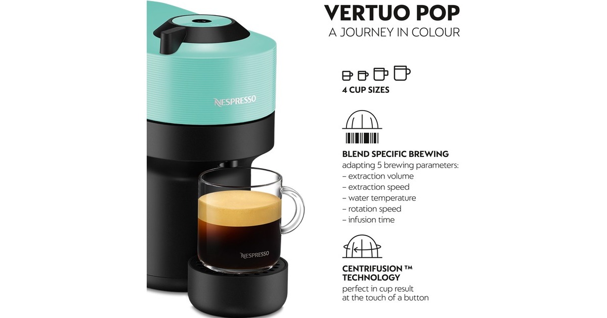 Krups Nespresso Vertuo Pop Aqua Mint XN9204, Kapselmaschine(schwarz/mint)