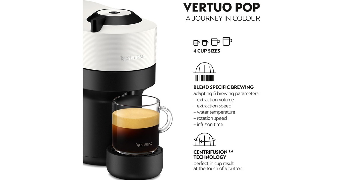 Krups Nespresso Vertuo Pop Coconut White XN9201, Kapselmaschine(schwarz/weiß)