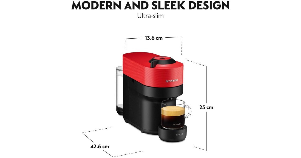 Krups Nespresso Vertuo Pop Spicy Red XN9205, Kapselmaschine(schwarz/dunkelrot)