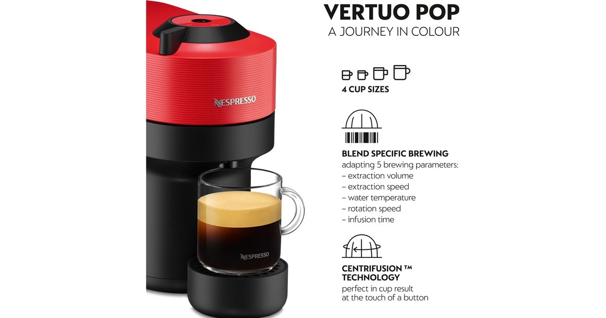 Krups Nespresso Vertuo Pop Spicy Red XN9205, Kapselmaschine(schwarz/dunkelrot)