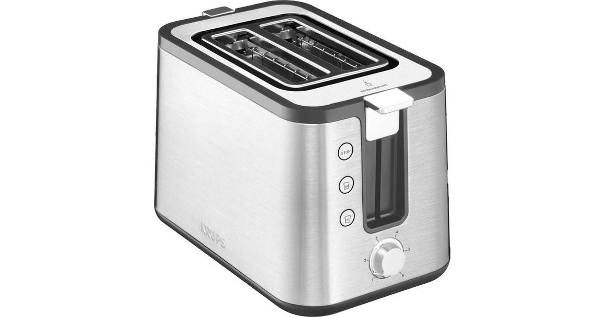 Krups Toaster Control Line KH442D(silber/schwarz, 700 Watt, für 2 Scheiben Toast)