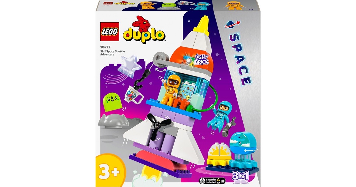 LEGO 10422 DUPLO 3-in-1-Spaceshuttle für viele Abenteuer, Konstruktionsspielzeug