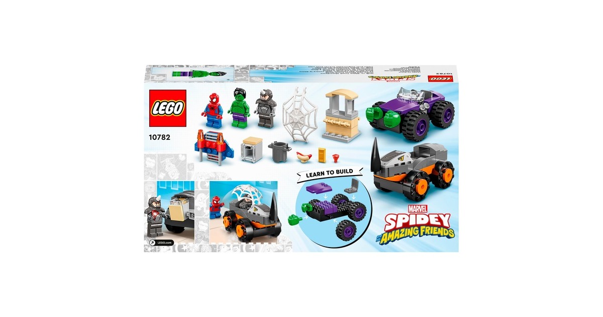 LEGO 10782 Marvel Spidey und seine Super-Freunde: Hulks und Rhinos Monster Truck-Duell, Konstruktionsspielzeug