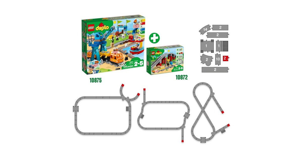 LEGO 10872 DUPLO Eisenbahnbrücke und Schienen, Konstruktionsspielzeug