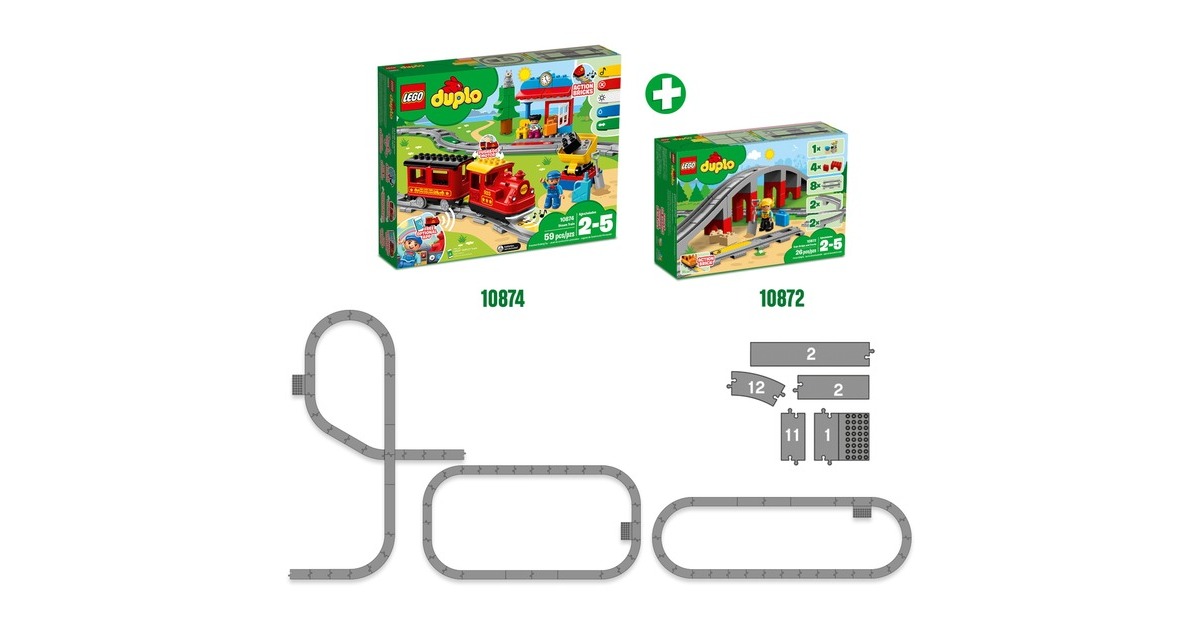 LEGO 10872 DUPLO Eisenbahnbrücke und Schienen, Konstruktionsspielzeug
