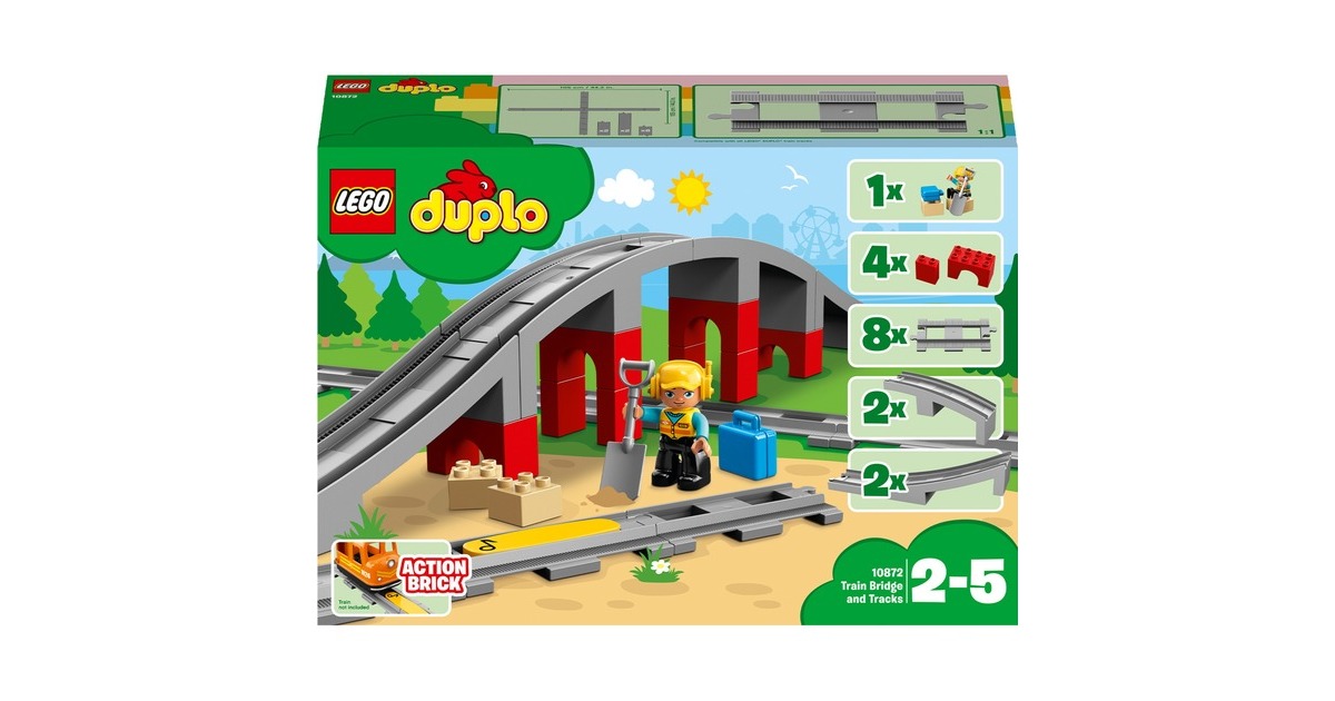 LEGO 10872 DUPLO Eisenbahnbrücke und Schienen, Konstruktionsspielzeug