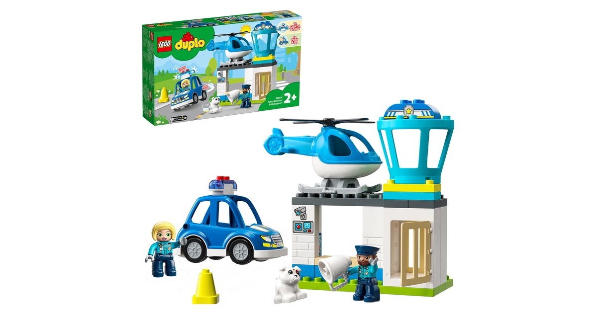 LEGO 10959 DUPLO Polizeistation mit Hubschrauber und Polizeiauto, Konstruktionsspielzeug