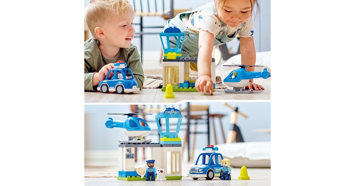 LEGO 10959 DUPLO Polizeistation mit Hubschrauber und Polizeiauto, Konstruktionsspielzeug