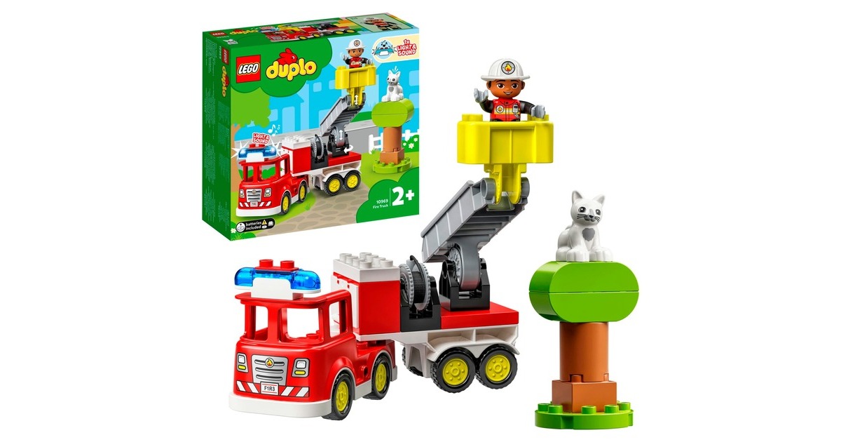 LEGO 10969 DUPLO Feuerwehrauto, Konstruktionsspielzeug(Mit Sirene und Licht)