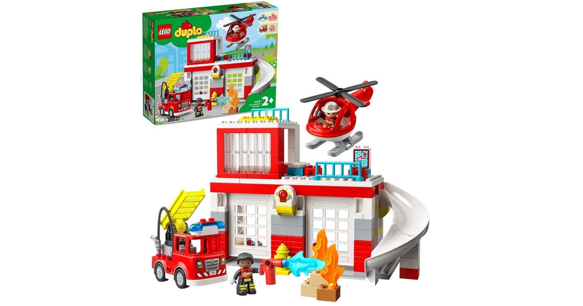 LEGO 10970 DUPLO Feuerwehrwache mit Hubschrauber, Konstruktionsspielzeug