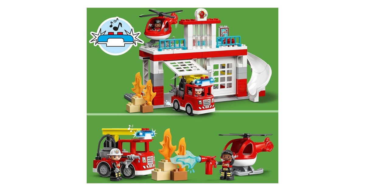 LEGO 10970 DUPLO Feuerwehrwache mit Hubschrauber, Konstruktionsspielzeug