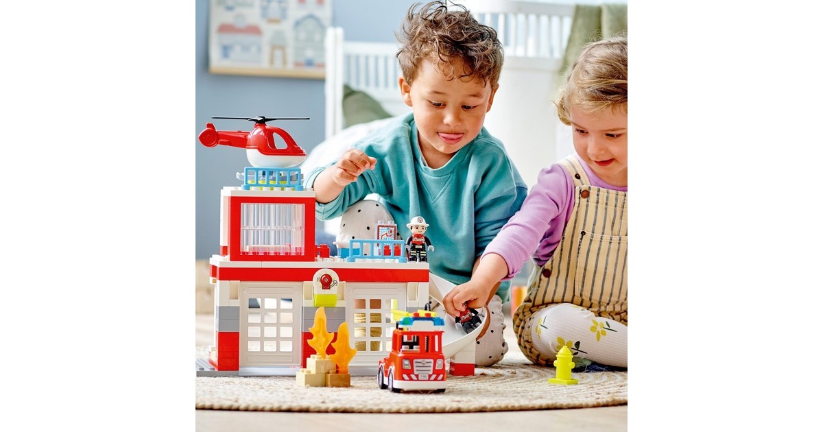 LEGO 10970 DUPLO Feuerwehrwache mit Hubschrauber, Konstruktionsspielzeug