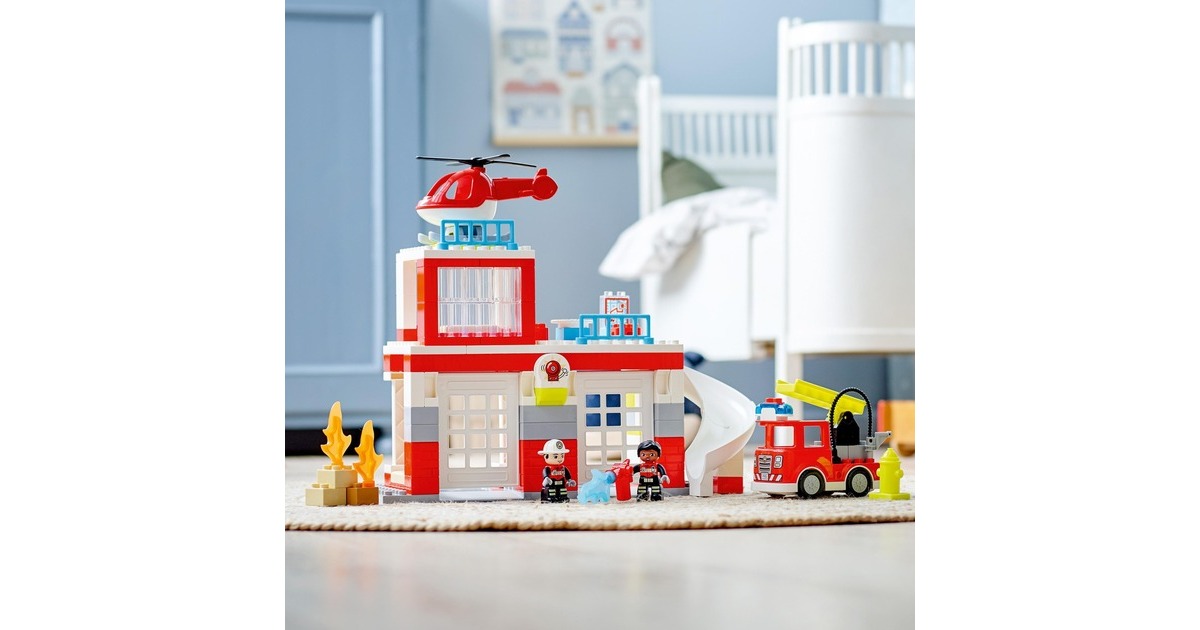 LEGO 10970 DUPLO Feuerwehrwache mit Hubschrauber, Konstruktionsspielzeug