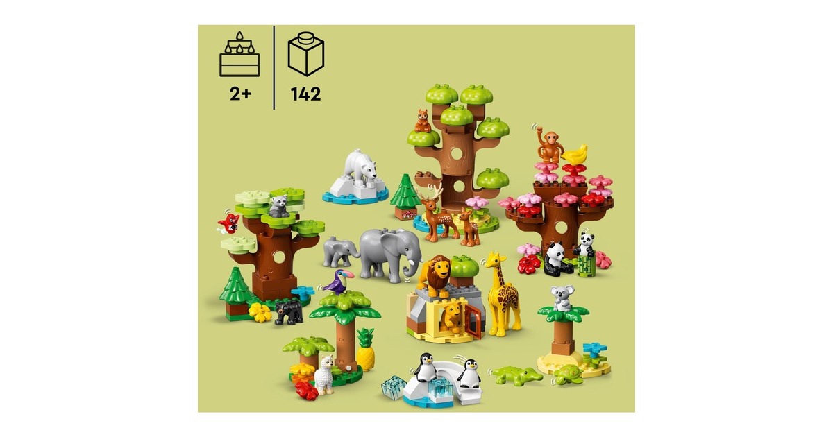 LEGO 10975 DUPLO Wilde Tiere der Welt, Konstruktionsspielzeug(Mit Sound-Stein)