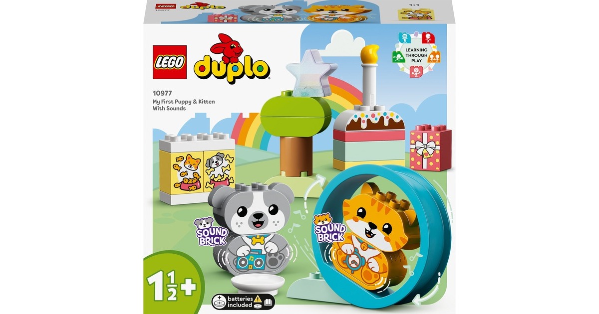 LEGO 10977 DUPLO Mein erstes Hündchen & Kätzchen, Konstruktionsspielzeug(mit Ton)