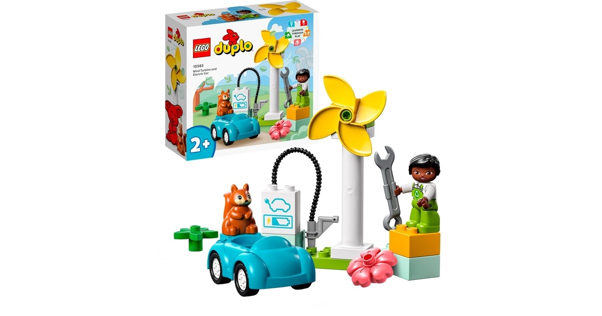 LEGO 10985 DUPLO Windrad und Elektroauto, Konstruktionsspielzeug
