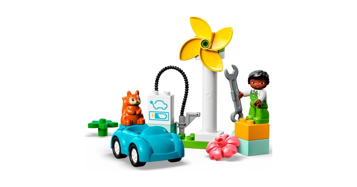 LEGO 10985 DUPLO Windrad und Elektroauto, Konstruktionsspielzeug