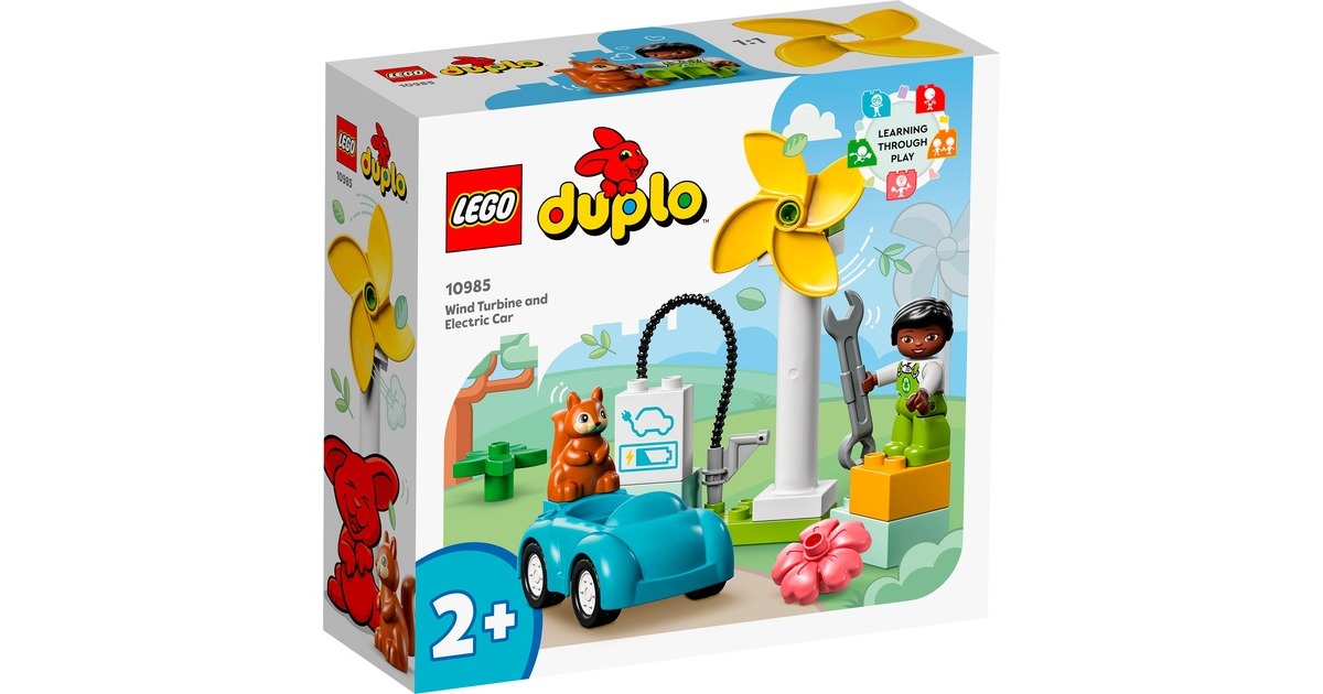 LEGO 10985 DUPLO Windrad und Elektroauto, Konstruktionsspielzeug