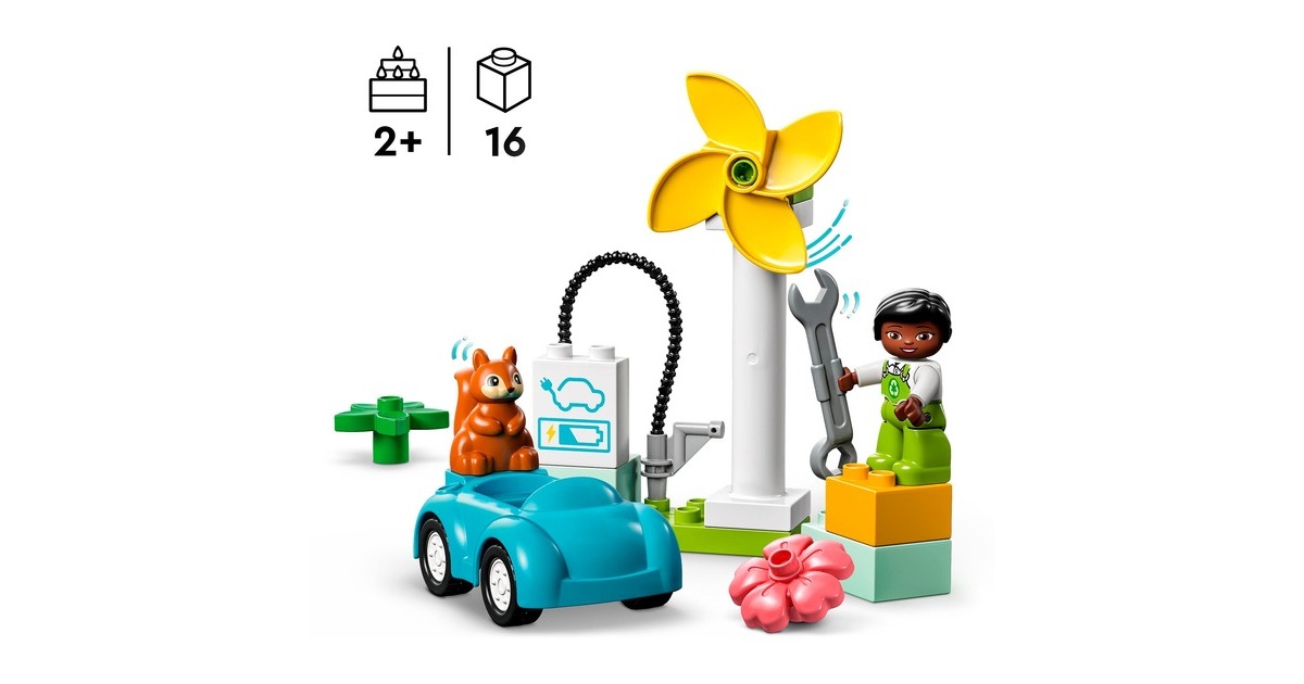 LEGO 10985 DUPLO Windrad und Elektroauto, Konstruktionsspielzeug